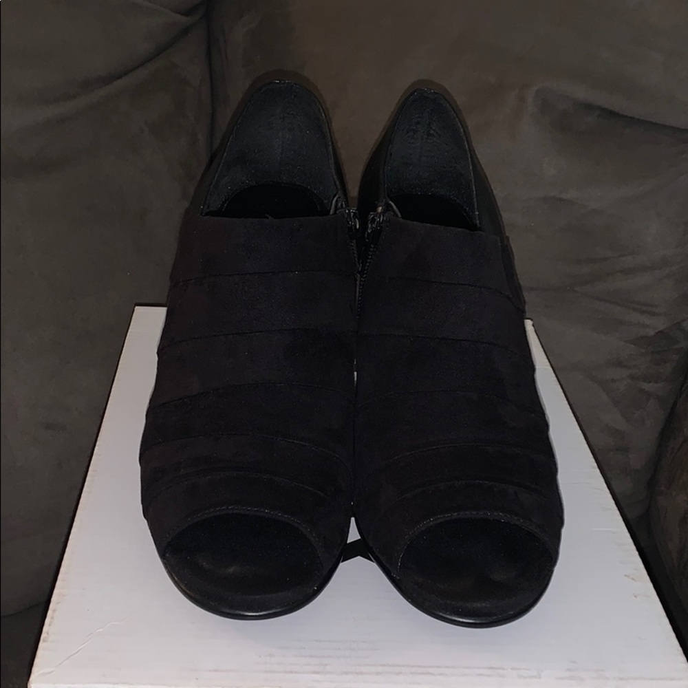 black suede wedge.